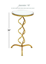 Load image into Gallery viewer, Deco 79 Metal Quatrefoil Design Accent Table with Mirrored Glass Top, 16&quot; x 16&quot; x 30&quot;, Gold

