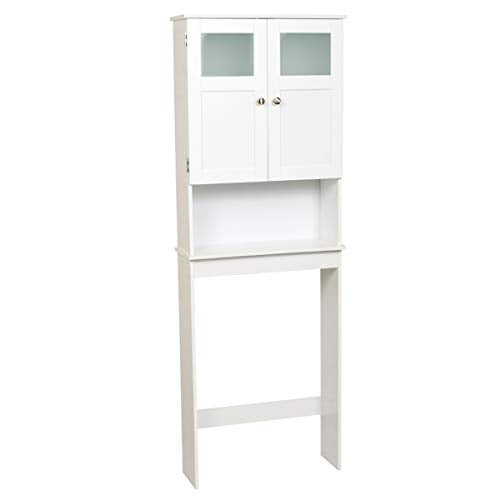 Zenna Home Over The Toilet Bathroom Spacesaver, Bathroom Storage with Glass Windows, White