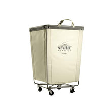 Load image into Gallery viewer, Seville Classics Commercial Heavy-Duty Canvas Laundry Hamper with Wheels, 18.1&quot; D x 18.1&quot; W x 27&quot; H, Natural White
