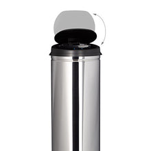 Load image into Gallery viewer, Relaxdays 50 L Waste Bin, Round with 30 cm Diameter, 80 cm Tall, Lid with Sensor, Stainless Steel, Silver-Black, 30 x 30 x 80 cm
