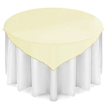 Load image into Gallery viewer, Lann&#39;s Linens - 5 Organza Overlay Table Toppers - 72&quot; Square Tablecloth Covers for Wedding, Reception or Party - Yellow

