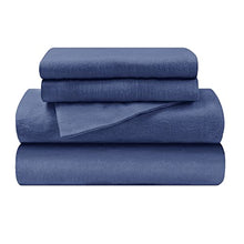 Load image into Gallery viewer, Superior Premium Cotton Flannel Sheets, All Season 100% Brushed Cotton Flannel Bedding, 4-Piece Sheet Set with Deep Fitting Pockets - Navy Blue Solid, Queen Bed
