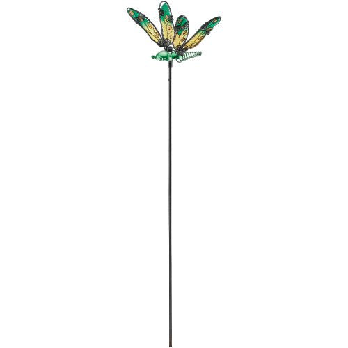 Regal Arts and Gifts Dragonfly Plant Pick - Green, Material; Metal/Glass
