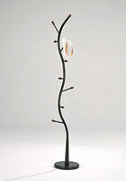 Legacy Decor Metal and Wood Hall Tree Coat Hat Rack Black with Walnut Color Accents