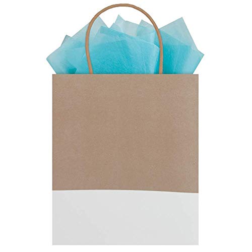 The Gift Wrap Company Dipped Recycled Kraft Paper Gift Bags, 12-Count, White