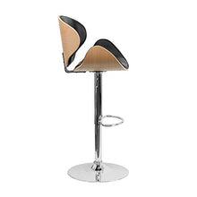 Load image into Gallery viewer, Offex Beech Bentwood Adjustable Height Barstool with Curved Back and Black Vinyl Seat
