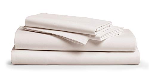 500 Thread Count 100% Cotton Sheet Cream Twin Sheet Set,3-Piece Long-Staple Combed Cotton Best Sheets,Breathable,Soft & Silky Sateen Weave Fits Mattress Upto 18'' Deep Pocket - 1 Bonus Pillowcase