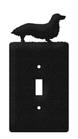 SWEN Products Long Hair Dachshund Metal Wall Plate Cover (Single Switch, Black)