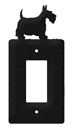 SWEN Products Scottish Terrier Metal Wall Plate Cover (Single Rocker, Black)