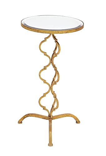Deco 79 Metal Quatrefoil Design Accent Table with Mirrored Glass Top, 16