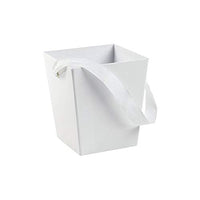 White Cardboard Candy Buckets with Ribbon Handles - Set of 6 - Wedding, Event and Party Supplies