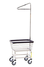 Load image into Gallery viewer, R&amp;B Wire 100D91 Narrow Heavy Duty Wire Laundry Cart with Single Pole Rack, 2 Bushel, Chrome, Made in USA
