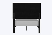 Load image into Gallery viewer, DHP Janford Upholstered Platform Bed with Modern Vertical Stitching on Rectangular Headboard, Twin, Black Faux Leather
