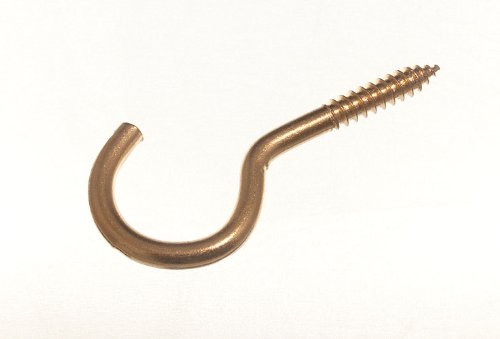 SCREW IN HOOKS 100MM X 18 (7.2MM dia.) EB BRASS PLATED STEEL (pack of 100)