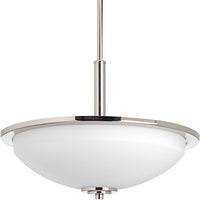 Replay Collection 3-Light Polished Nickel Etched White Glass Modern Inverted Pendant Light