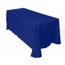 Load image into Gallery viewer, New Creations Fabric &amp; Foam Inc, 90&quot; Wide by 132&quot; Long Rectangular Polyester Poplin Tablecloth, Rounded Corners, Royal Blue
