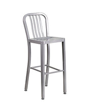 Load image into Gallery viewer, Offex 30&#39;&#39; High Metal Indoor Outdoor Barstool with Vertical Slat Back - Silver
