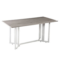 SEI Furniture Driness Drop Leaf Dining Console Convertible Table, Weathered Gray, White