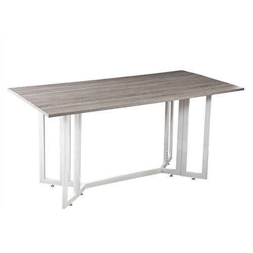 SEI Furniture Driness Drop Leaf Dining Console Convertible Table, Weathered Gray, White