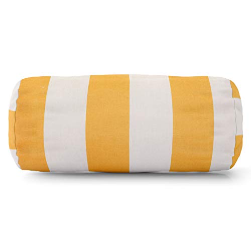 Majestic Home Goods Yellow Vertical Stripe Indoor/Outdoor Round Bolster Pillow 18.5