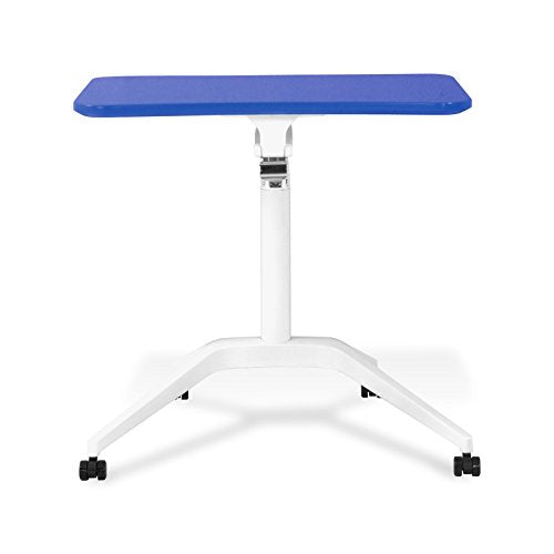 Unique Furniture Workpad Height Adjustable Laptop Cart Mobile Desk, with Blue Top