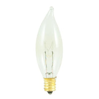 Bulbrite 403140 40CFC/25/3 40-Watt Incandescent Flame Tip CA8 Chandelier Bulb, Candelabra Base, Clear (Pack of 2)