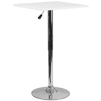 Flash Furniture 23.75'' Square Adjustable Height White Wood Table (Adjustable Range 33'' - 40.5'')