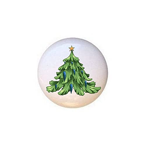 Christmas Holiday Tree #MJscyKU - Trees - DECORATIVE Glossy CERAMIC Cupboard Cabinet PULLS Dresser Drawer KNOBS