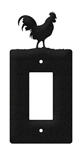 SWEN Products Rooster Wall Plate Cover (Single Rocker, Black)