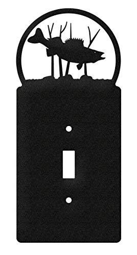SWEN Products Fish Walleye Wall Plate Cover (Single Switch, Black)