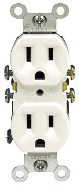 Leviton 212-5320-WCP White Residential Grade Straight Blade Duplex Receptacle