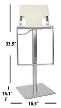 Load image into Gallery viewer, Safavieh Home Collection Armondo Stainless Steel and White Leather Adjustable Gas Lift 22.4-31.5-inch Bar Stool
