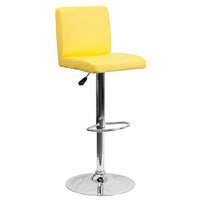 Flash Furniture Contemporary Yellow Vinyl Adjustable Height Barstool with Panel Back and Chrome Base