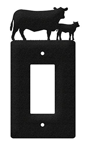 SWEN Products Cow and Calf Wall Plate Cover (Single Rocker, Black)