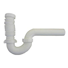 Load image into Gallery viewer, LASCO 03-4235 White Plastic Tubular 1-1/2-Inch Complete P-Trap with Flexible J Bend with Nuts and Washers
