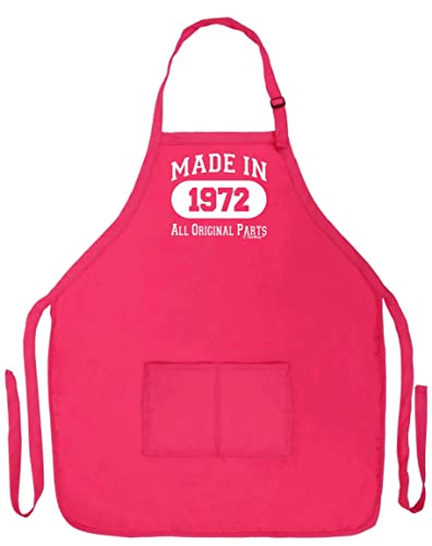 50th Birthday Gift Made in 1972 Funny Apron for Kitchen BBQ Barbecue Cooking Baking Crafting Gardening Two Pocket Apron Birthday Gifts Heliconia