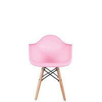 2xhome - Kids Size Plastic Toddler Armchair with Natural Wooden Dowel Legs, Pink