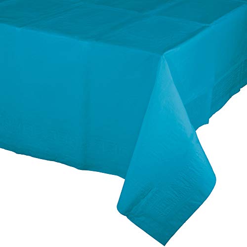 Pack of 6 Tropical Turquoise Blue Disposable Tissue/Poly Banquet Party Tablecovers 9'