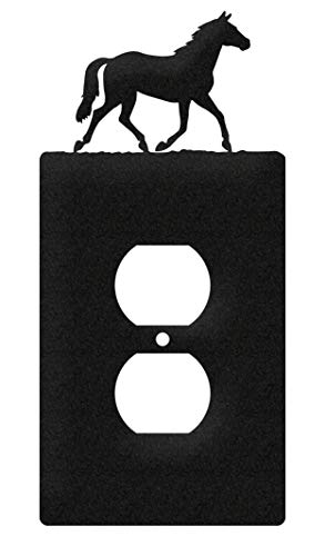 SWEN Products Horse Quarter Wall Plate Cover (Single Outlet, Black)