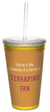 Load image into Gallery viewer, Tree-Free Greetings Terrapins College Basketball Artful Traveler Double-Walled Cool Cup with Reusable Straw, 16-Ounce
