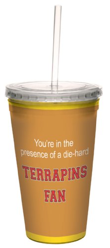 Tree-Free Greetings Terrapins College Basketball Artful Traveler Double-Walled Cool Cup with Reusable Straw, 16-Ounce