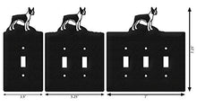 Load image into Gallery viewer, SWEN Products Boston Terrier Metal Wall Plate Cover (Single Outlet, Black)
