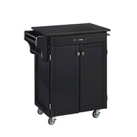Home Styles Create-a-Cart Black Two-door Kitchen Cart with Granite Top, Two Wood Panel Doors, One Drawer, Two Towel Bars, Spice Rack, and Adjustable Shelf