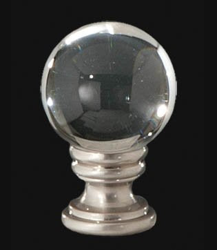 B&P Lamp Clear Crystal Ball Finial, 1 5/8 in Ht. 1/4-27 Tap
