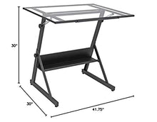 Load image into Gallery viewer, Studio Designs 13346 Solano Adjustable Height Drafting Table, Charcoal/Clear Glass
