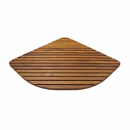 SeaTeak Triangular Wooden Teak Shower Mat | Waterproof Mat | Indoor Bath Mat | Outdoor Shower Platform | 24