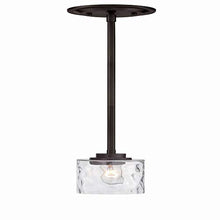 Load image into Gallery viewer, Designers Fountain 87130-OEB Gramercy Park - One Light Mini Pendant, Old English Bronze Finish with Blown Hammered Glass with White Fabric Shade
