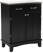Load image into Gallery viewer, Home Styles Buffet of Buffets Black with 18-gauge Stainless Steel Top, Two Drawers, Two Wood Panel Doors, Brushed Steel Hardware, and Adjustable Shelf
