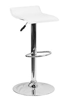 Offex Contemporary White Vinyl Adjustable Height Bar Stool with Chrome Base