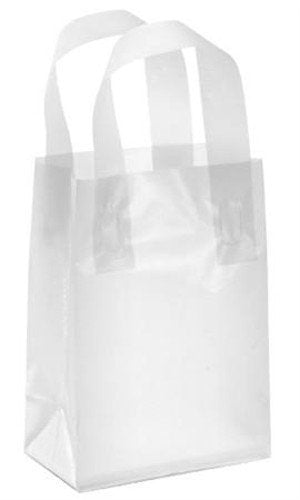 Small Clear Plastic Frosty Shopping Bags 5 x 3 x 7 Inches - Box of 300